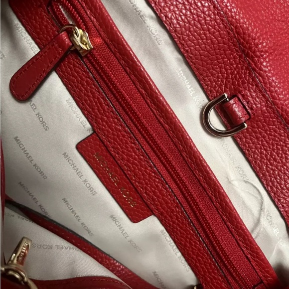 Mk Red Studded Backpack - Picture 3 of 10